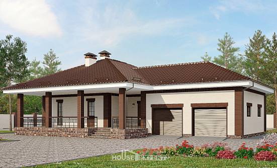 160-015-П Проект одноэтажного дома, гараж, классический домик из арболита Десногорск | Проекты домов от House Expert
