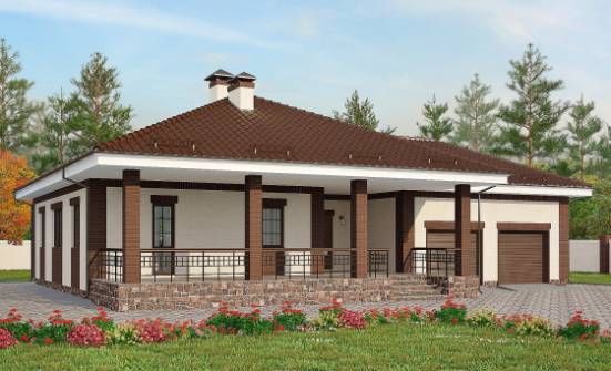 160-015-П Проект одноэтажного дома, гараж, классический домик из арболита Десногорск | Проекты одноэтажных домов от House Expert