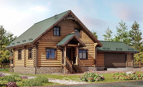 270-002-П Проект двухэтажного дома с мансардой и гаражом, огромный коттедж из дерева Гагарин | Проекты домов от House Expert