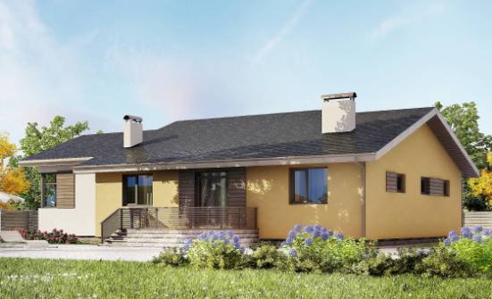 135-002-Л Проект одноэтажного дома и гаражом, классический коттедж из теплоблока Сафоново | Проекты домов от House Expert
