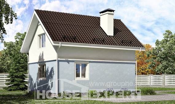 095-002-П Проект двухэтажного дома с мансардой, компактный дом из теплоблока, Смоленск