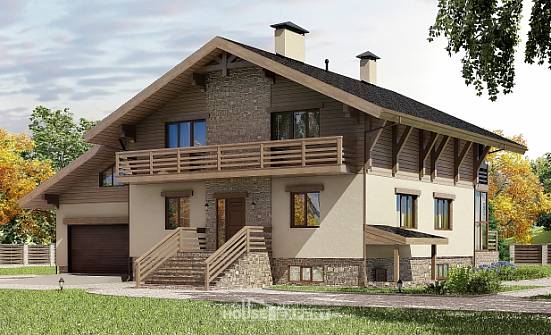 420-001-Л Проект трехэтажного дома мансардой, гараж, большой дом из кирпича Рославль | Проекты домов от House Expert