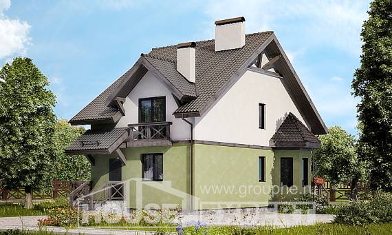 120-003-П Проект двухэтажного дома мансардный этаж, скромный дом из бризолита Смоленск, House Expert