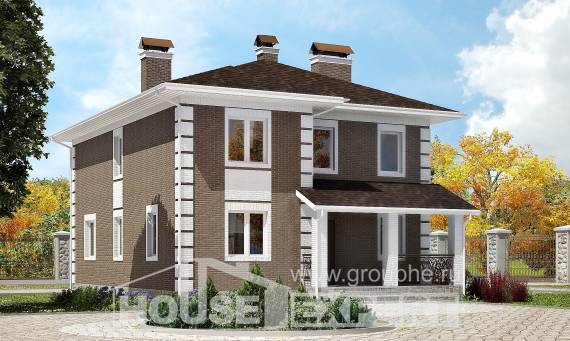 185-002-П Проект двухэтажного дома, доступный загородный дом из поризованных блоков Сафоново, House Expert