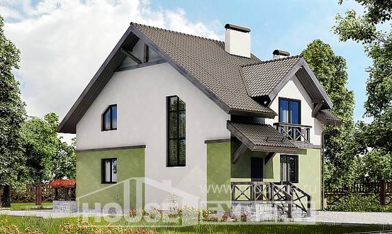 120-003-П Проект двухэтажного дома мансардой, уютный домик из газосиликатных блоков Вязьма, House Expert