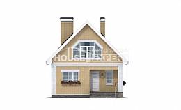 130-004-П Проект двухэтажного дома с мансардным этажом, бюджетный загородный дом из блока Гагарин, House Expert