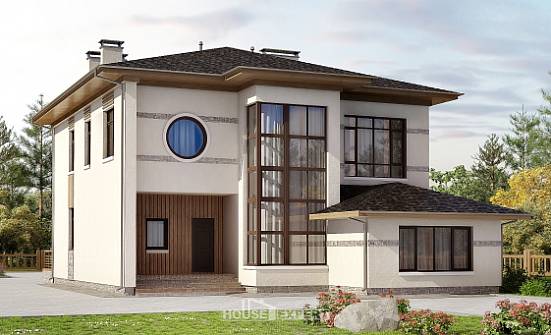 345-001-П Проект двухэтажного дома, красивый коттедж из теплоблока Десногорск | Проекты домов от House Expert