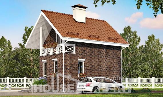 045-001-Л Проект двухэтажного дома с мансардным этажом, миниатюрный коттедж из теплоблока Сафоново, House Expert