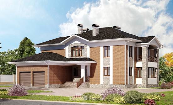 520-002-Л Проект трехэтажного дома, гараж, красивый дом из теплоблока, Гагарин