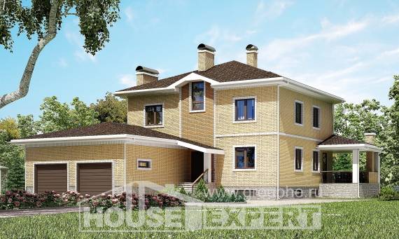 350-002-Л Проект трехэтажного дома, гараж, большой коттедж из кирпича Смоленск, House Expert