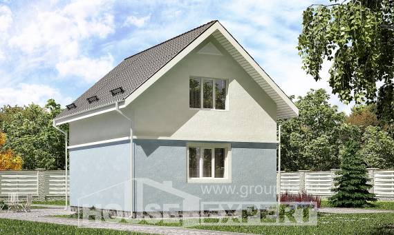 095-002-П Проект двухэтажного дома мансардой, простой коттедж из арболита Вязьма, House Expert