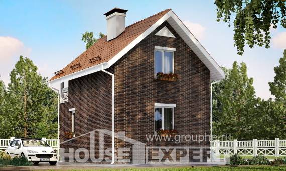 045-001-Л Проект двухэтажного дома мансардный этаж, бюджетный дом из теплоблока Рославль, House Expert