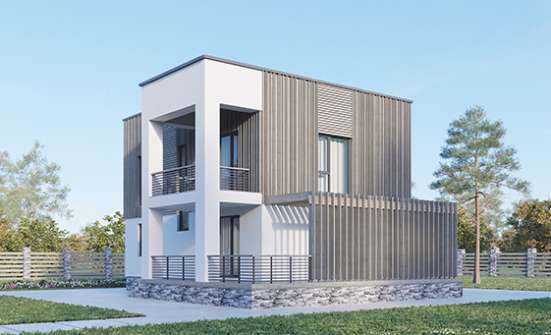 150-017-П Проект двухэтажного дома, небольшой коттедж из газосиликатных блоков, Рославль