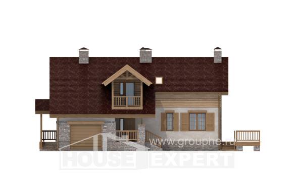 165-002-П Проект двухэтажного дома мансардой, гараж, скромный коттедж из пеноблока Смоленск, House Expert