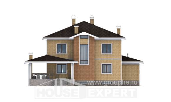 350-002-Л Проект трехэтажного дома и гаражом, классический загородный дом из кирпича, Вязьма