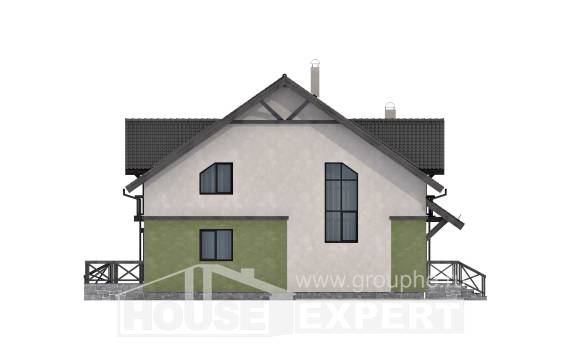 120-003-П Проект двухэтажного дома мансардой, экономичный загородный дом из теплоблока Десногорск, House Expert