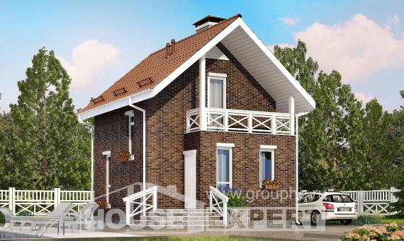 045-001-Л Проект двухэтажного дома мансардой, доступный дом из блока Вязьма, House Expert