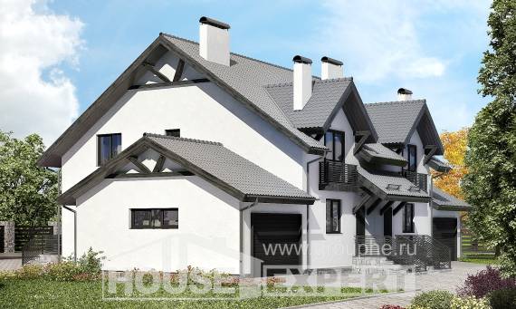 290-003-П Проект двухэтажного дома мансардой, большой коттедж из газосиликатных блоков Смоленск, House Expert