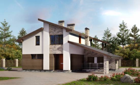 200-010-П Проект двухэтажного дома с мансардным этажом и гаражом, средний домик из арболита Сафоново | Проекты домов от House Expert