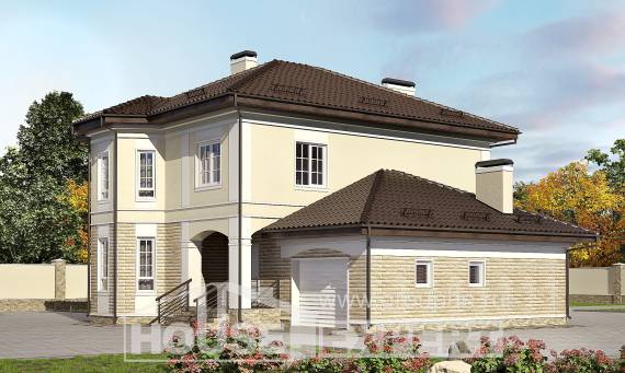 220-007-П Проект двухэтажного дома и гаражом, просторный домик из кирпича Десногорск, House Expert