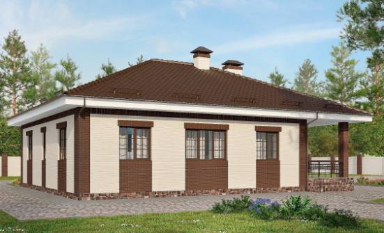 160-015-П Проект одноэтажного дома и гаражом, классический дом из твинблока, Рославль