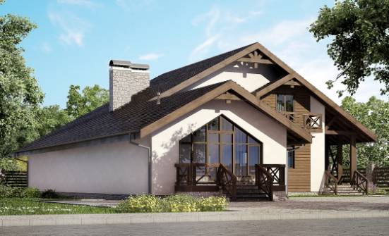 265-001-П Проект двухэтажного дома с мансардой, гараж, классический домик из газосиликатных блоков, Смоленск