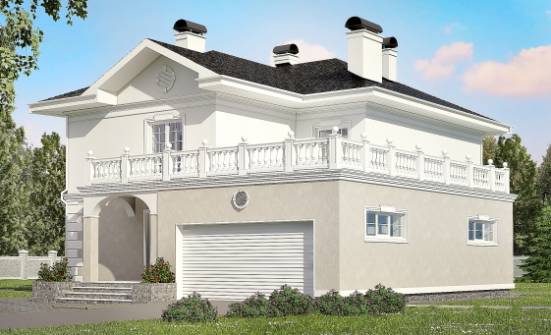 340-002-П Проект двухэтажного дома и гаражом, современный коттедж из кирпича, Сафоново