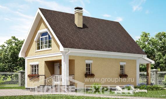 130-004-П Проект двухэтажного дома с мансардным этажом, недорогой коттедж из бризолита Гагарин, House Expert