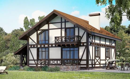 155-002-П Проект двухэтажного дома мансардой и гаражом, бюджетный домик из блока, Сафоново