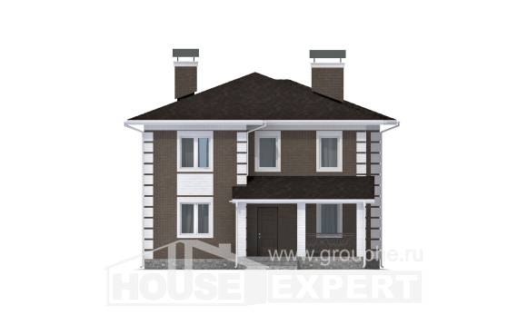 185-002-П Проект двухэтажного дома, бюджетный домик из арболита Рославль, House Expert