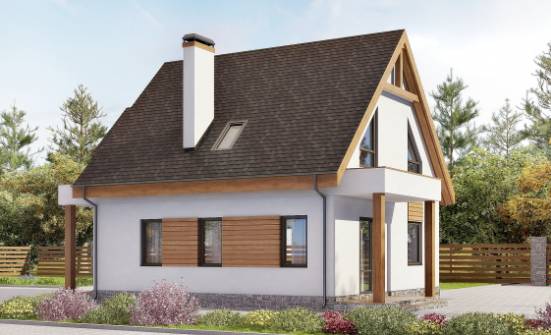 120-005-П Проект двухэтажного дома с мансардой, гараж, недорогой домик из блока, Вязьма