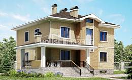 350-002-Л Проект трехэтажного дома, гараж, большой домик из кирпича Рославль, House Expert