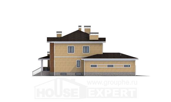 350-002-Л Проект трехэтажного дома и гаражом, современный дом из кирпича Десногорск, House Expert