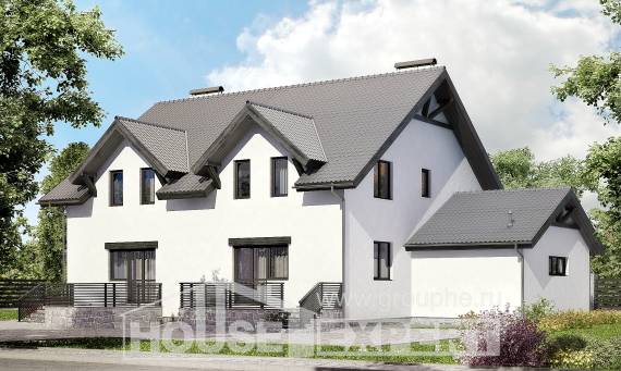 290-003-П Проект двухэтажного дома с мансардным этажом, современный домик из бризолита Смоленск, House Expert