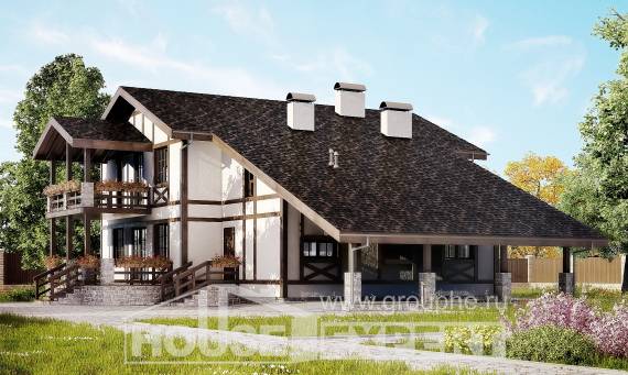 250-002-Л Проект двухэтажного дома мансардой и гаражом, современный загородный дом из кирпича Ярцево, House Expert
