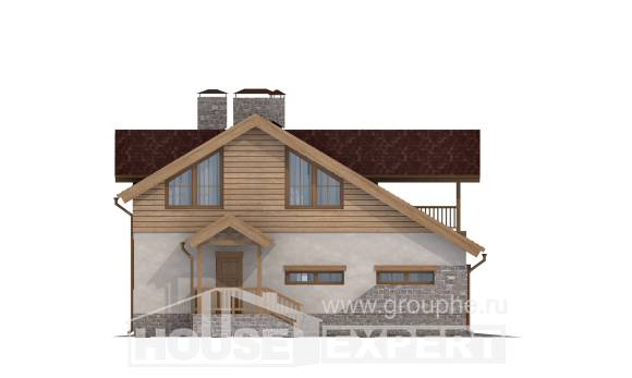 165-002-П Проект двухэтажного дома мансардный этаж, гараж, красивый домик из теплоблока Сафоново, House Expert