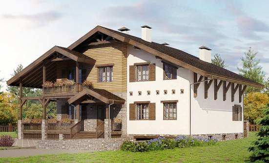 400-004-П Проект трехэтажного дома мансардный этаж и гаражом, просторный дом из кирпича, Вязьма