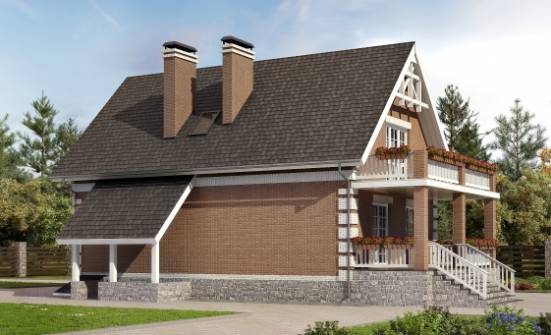 200-009-Л Проект трехэтажного дома с мансардой, гараж, уютный загородный дом из арболита, Вязьма