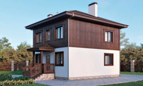 100-006-Л Проект двухэтажного дома, небольшой загородный дом из газобетона Рославль | Проекты домов от House Expert